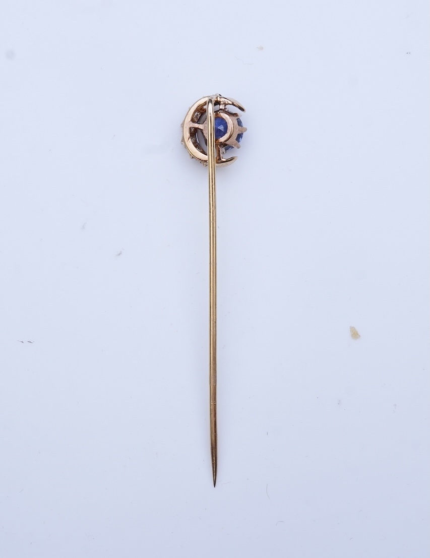 A sapphire and diamond tie pin, late 19th century